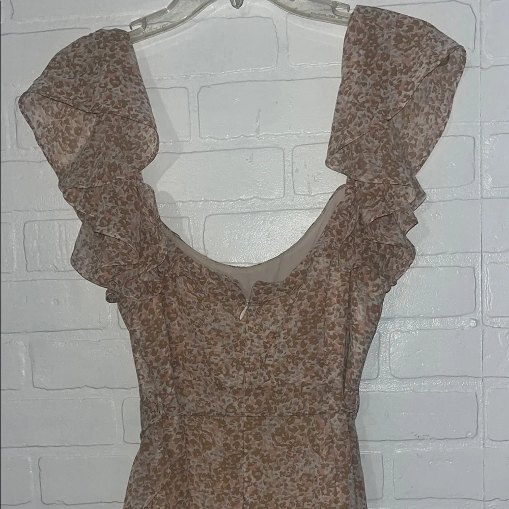 Twenty Ten Womens Mini Dress Pink and Beige Ruffle Sleeves Spring A-line Large - Picture 8 of 13